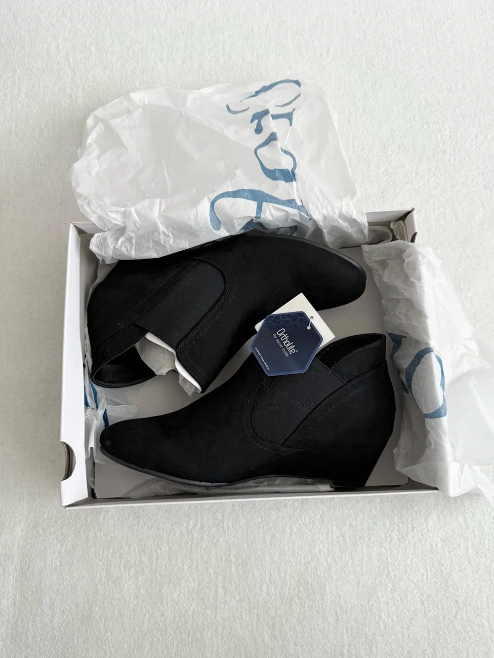 Black Wedge Ankle Booties Women’s 8.5 Stretch Comfort Fall NWT